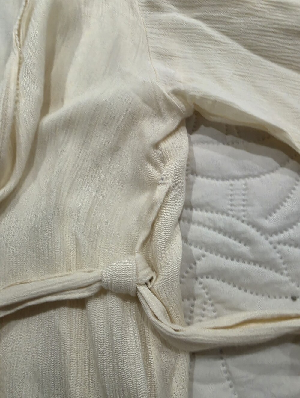 Light Cream Ruffle Wrap Dress - Picture 2 of 4